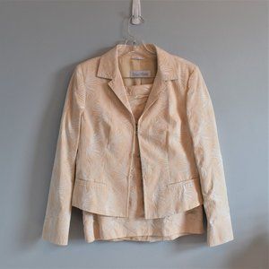 Max Mara Cream Palm Print Skirtsuit